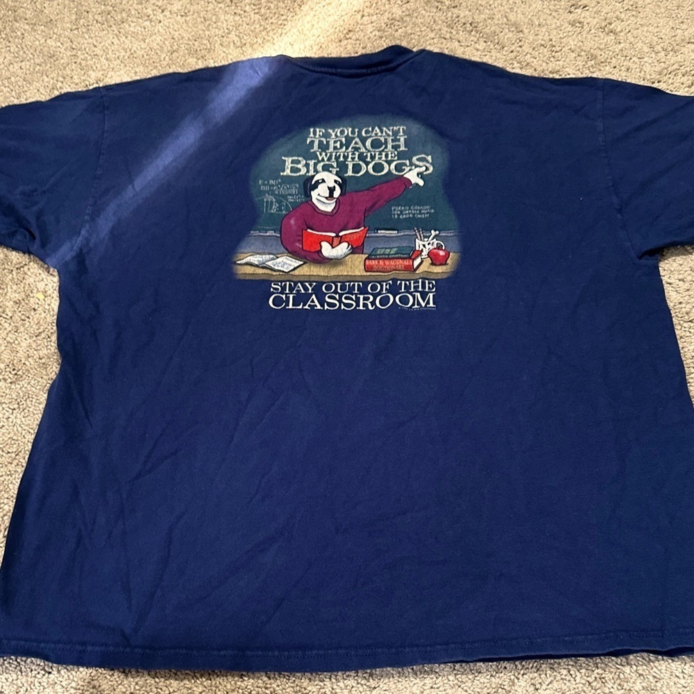 Big Dogs Teacher Tee Shirt XXL Blue Vintage